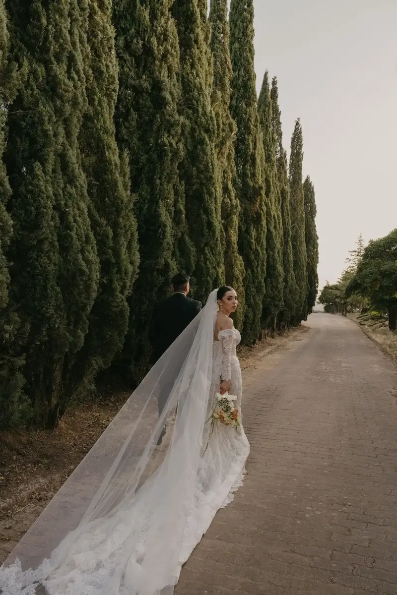 Braut auf Zypressenallee